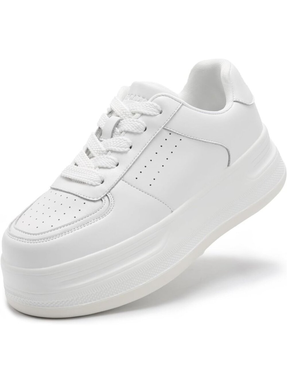 Women’s White Leather Lace Up Lightweight Stylish Classic Casual Fashion Sneaker